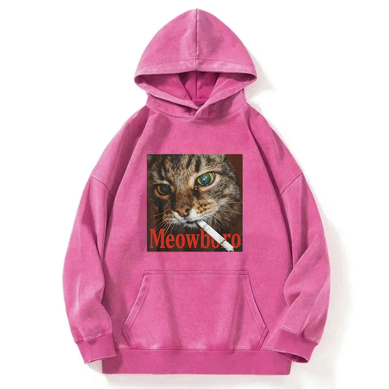Tokyocanvas Funny Smoking Cat Meme Washed Hoodie