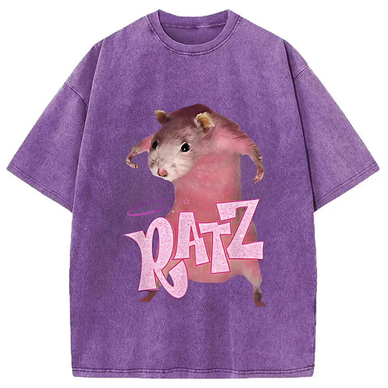Tokyocanvas Funny Ratt Pink RATZ Washed T-Shirt
