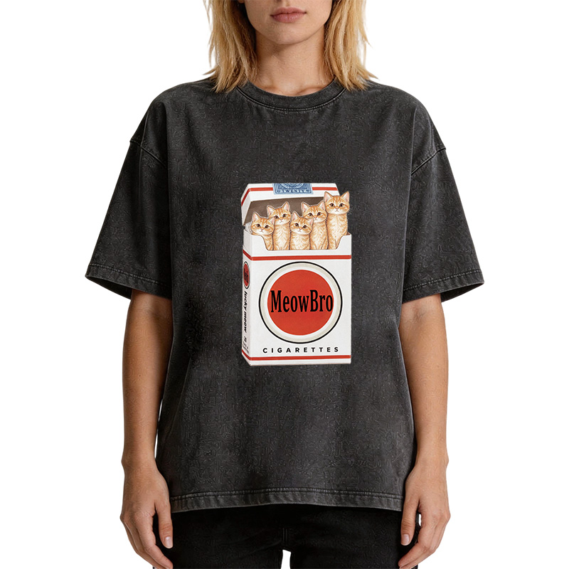 Tokyocanvas MeowBro Funny Washed T-Shirt