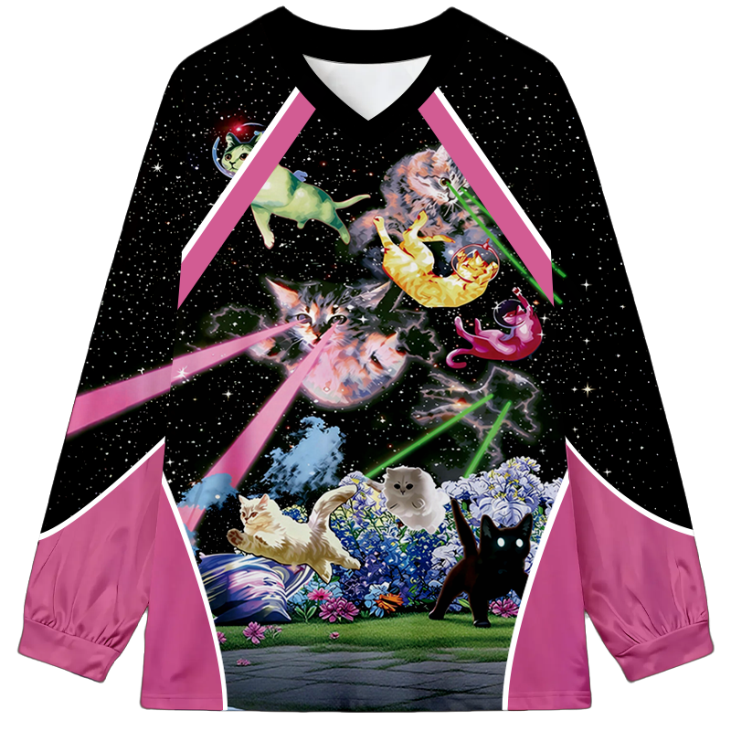 Tokyocanvas Fun Cat Long Sleeve Graphic Print T-Shirt