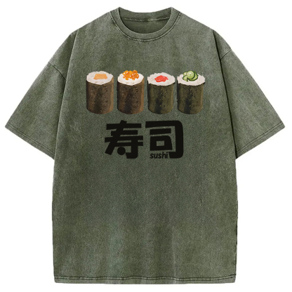 Tokyocanvas Kawaii Sushi Roll Washed T-Shirt