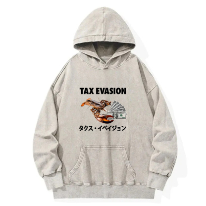Tokyocanvas Tux Evasion Funny Washed Hoodie