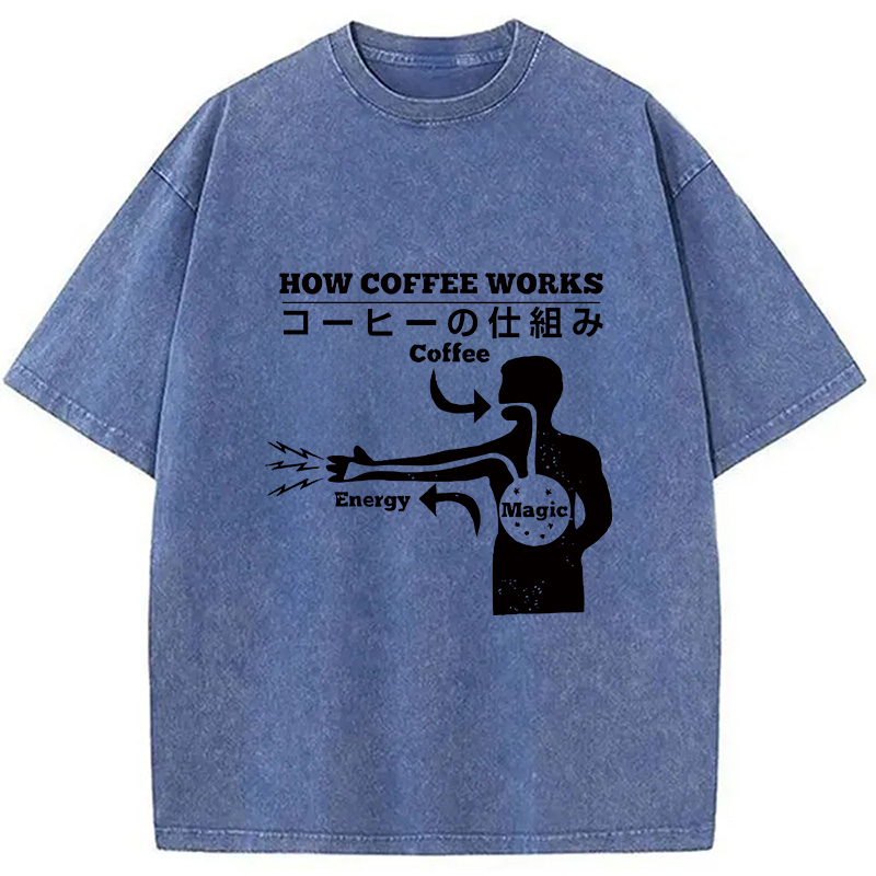 Tokyocanvas How Coffee Works Washed T-Shirt