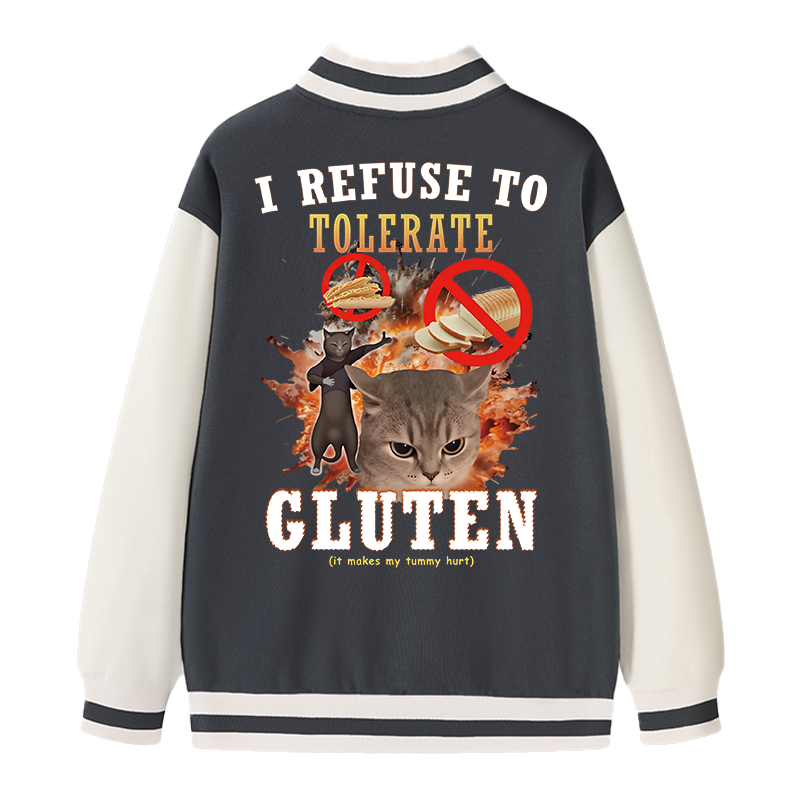 Tokyocanvas I Refuse to Tolerate Gluten Varsity Jacket