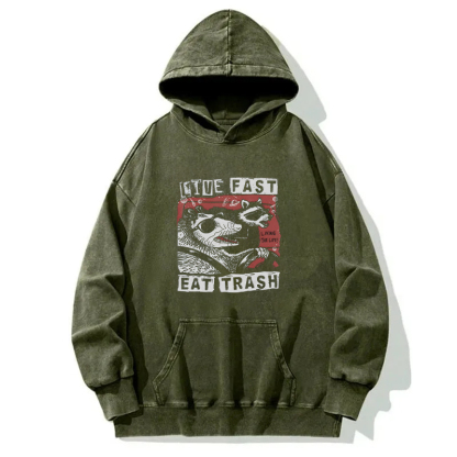 Tokyocanvas Live Fast Eat Trash Washed Hoodie