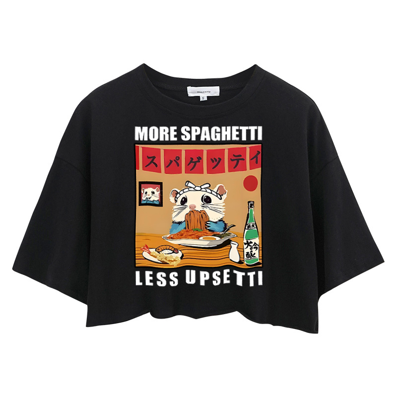 Tokyocanvas More Spaghetti Less Upsetti Hamster Crop Top