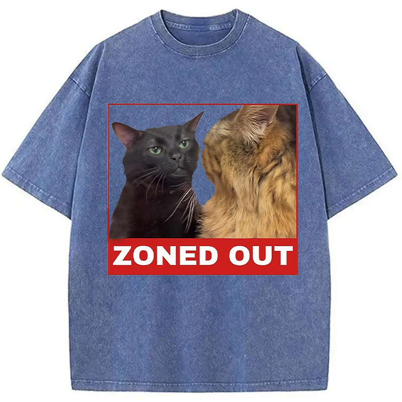 Tokyocanvas Funny Cat Zoning Meme Washed T-Shirt