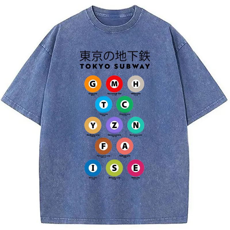 Tokyocanvas Tokyo Tunnelbanan Guide Washed T-Shirt