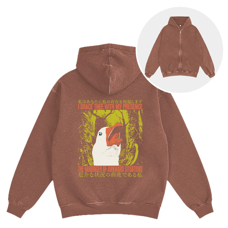 Tokyocanvas The Harbinger of Awkward Situations Goose Washed Zip Hoodie