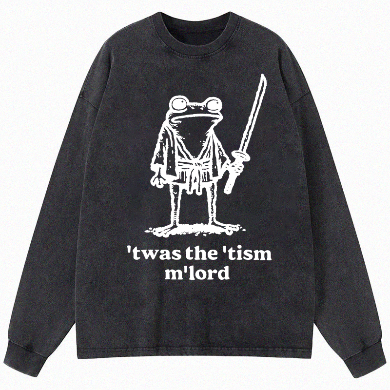 Tokyocanvas Focused Samurai Frog Long Sleeve Washed T-Shirt
