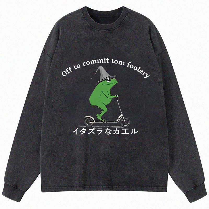Tokyocanvas Stupid Frog Long Sleeve Washed T-Shirt