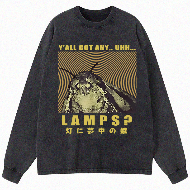Tokyocanvas Moth Obsessed With The Light Long Sleeve Washed T-Shirt