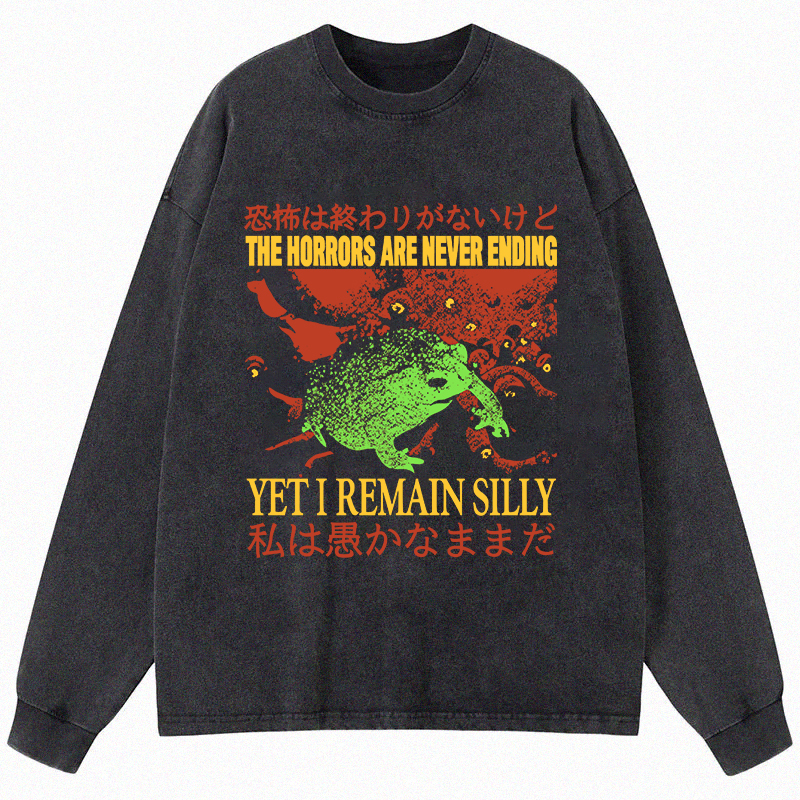 Tokyocanvas The Horrors are Never Ending Long Sleeve Washed T-Shirt