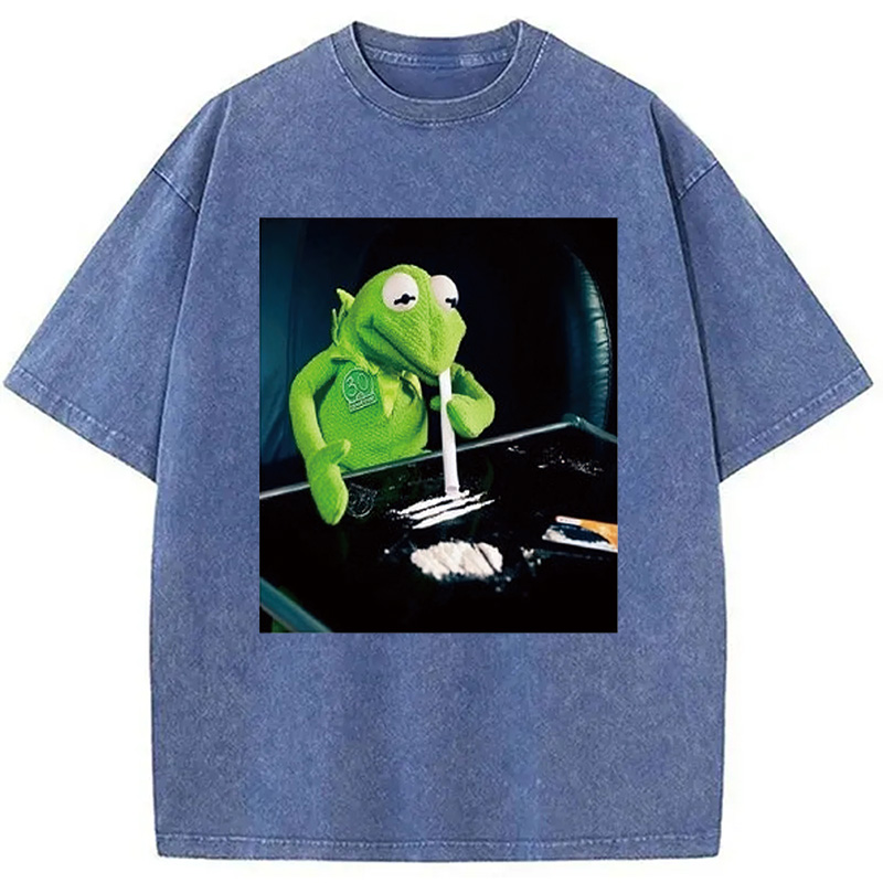 Tokyocanvas Frog Cocaine Drug Hipster Funny Washed T-Shirt