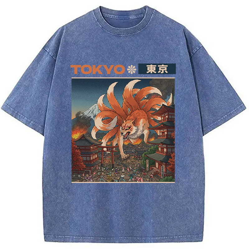 Tokyocanvas Tokyo Traditional Japanese Design Washed T-Shirt