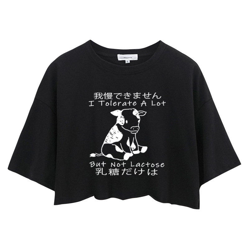 Tokyocanvas I Can't Tolerate Lactose Crop Top