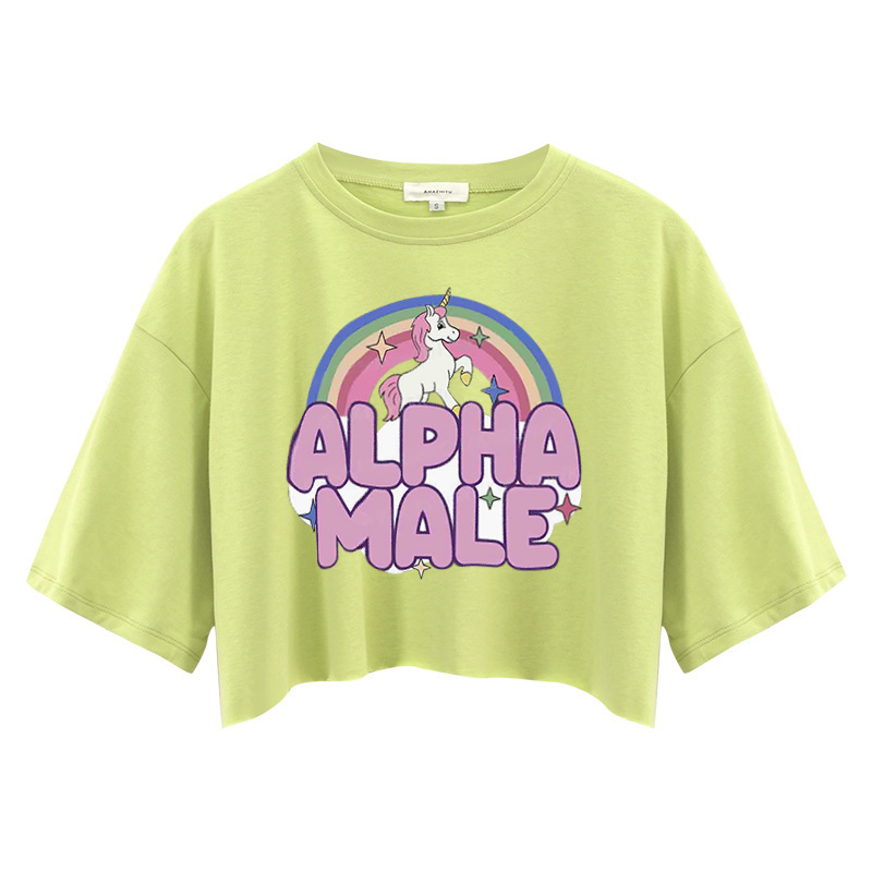 Tokyocanvas Rainbow Unicorn Alpha Male Crop Top