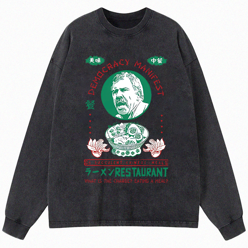 Tokyocanvas Delicious Chinese Food Long Sleeve Washed T-Shirt