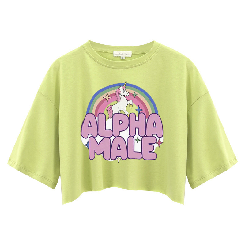 Tokyocanvas Rainbow Unicorn Alpha Male Crop Top
