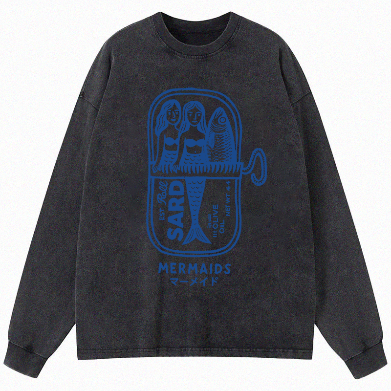 Tokyocanvas Mermaid Can Long Sleeve Washed T-Shirt