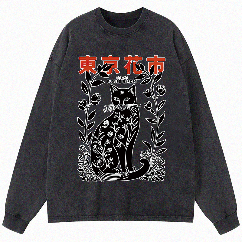 Tokyocanvas Tokyo Flower Market Long Sleeve Washed T-Shirt