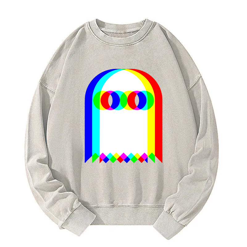 Tokyocanvas Halloween Psychedelic Ghosts Washed Sweatshirt