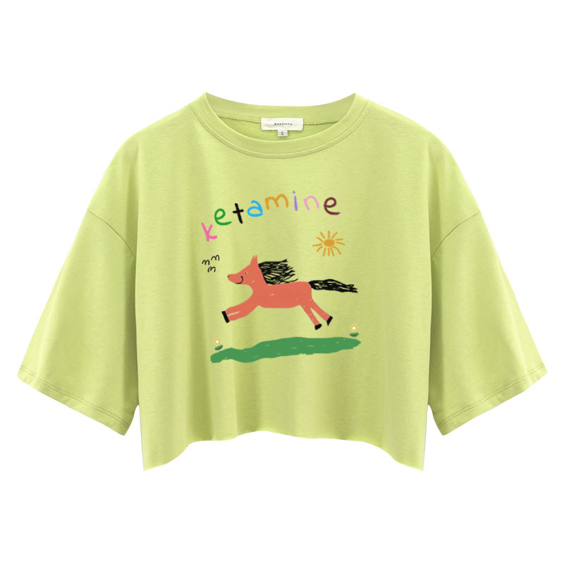 Tokyocanvas Running Orange Pony Crop Top