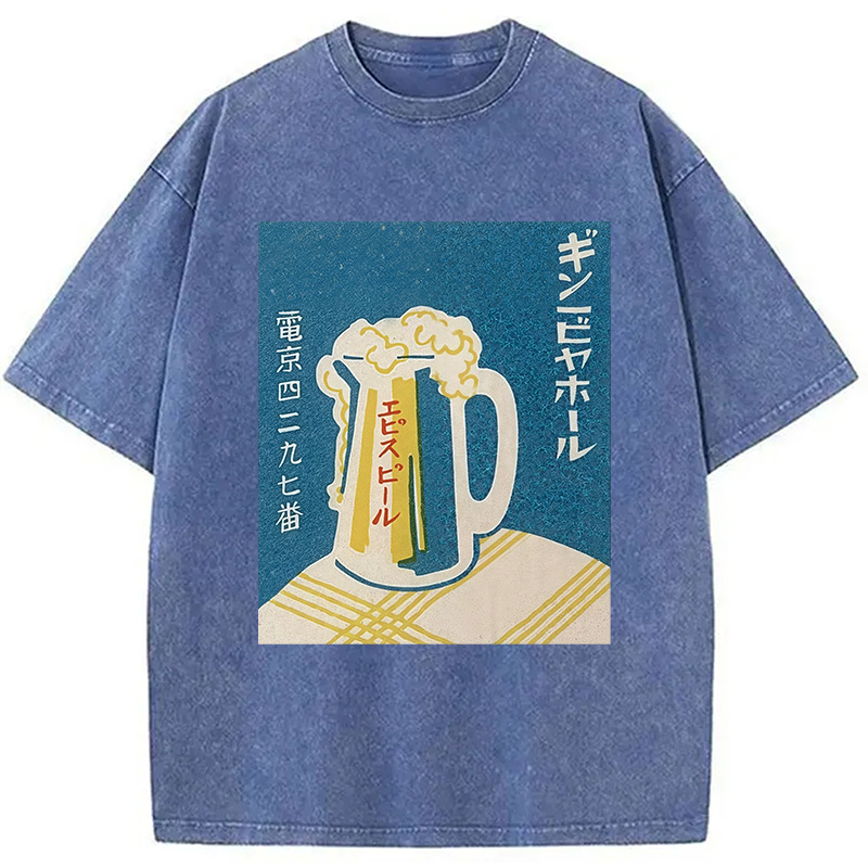 Tokyocanvas Japanese Vintage Beer Mug Washed T-Shirt