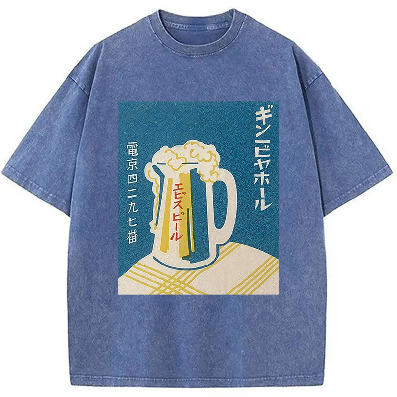 Tokyocanvas Japanese Vintage Beer Mug Washed T-Shirt