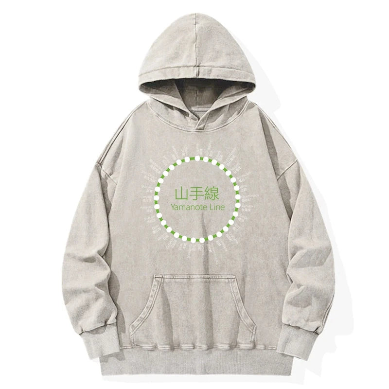 Tokyocanvas Yamanote Line Stations Circle Washed Hoodie