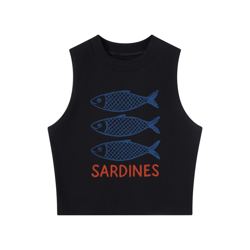 Tokyocanvas Sardines Retro Crew Neck Crop Top