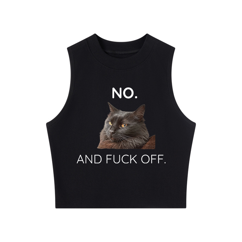 Tokyocanvas Grumpy Cat Crew Neck Crop Top