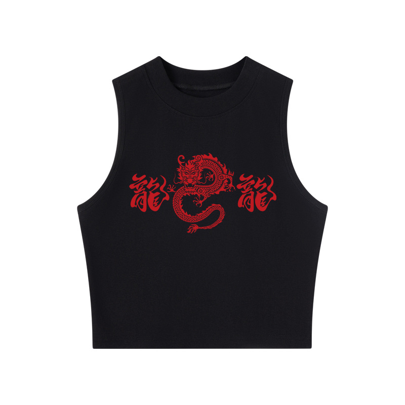 Tokyocanvas Dragon Crew Neck Crop Top