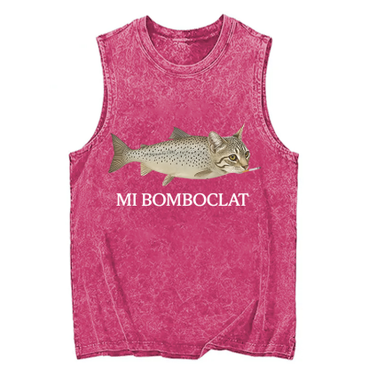 Tokyocanvas Bomboclat Fish Cat Meme Washed Tank