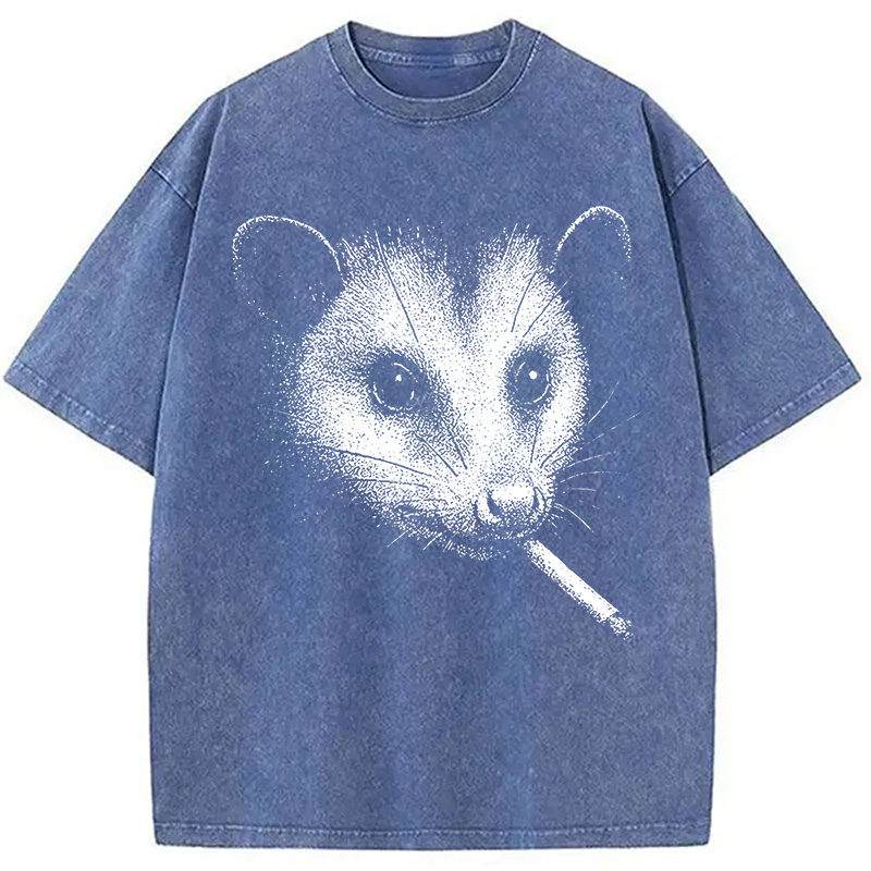 Tokyocanvas Smoking Possum Meme Washed T-Shirt