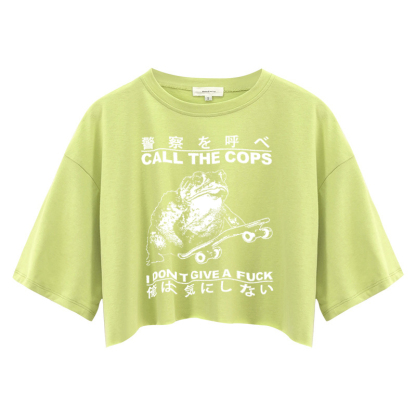 Tokyocanvas I Don't Care Crop Top