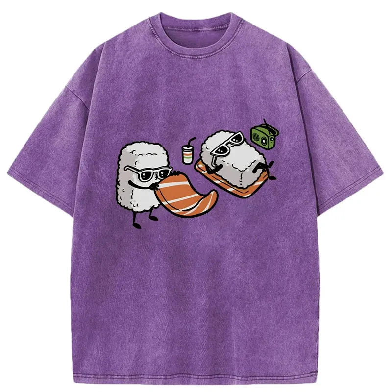Tokyocanvas Sunbathing Sushi Washed T-Shirt