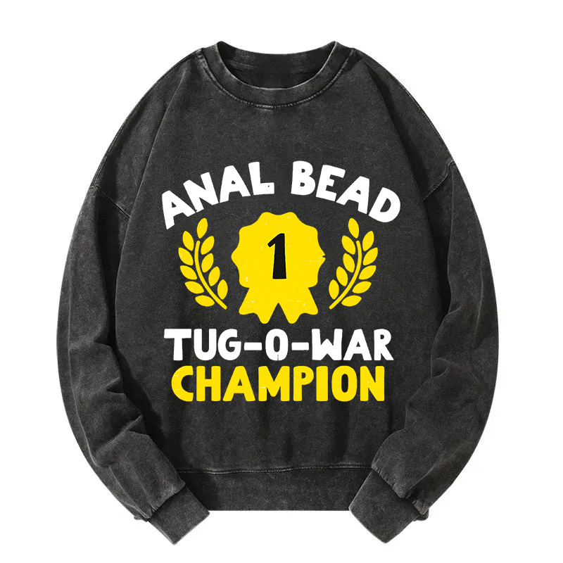Tokyocanvas Bead Tug O War Champion Funny Washed Sweatshirt