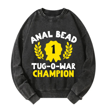 Tokyocanvas Bead Tug O War Champion Funny Washed Sweatshirt
