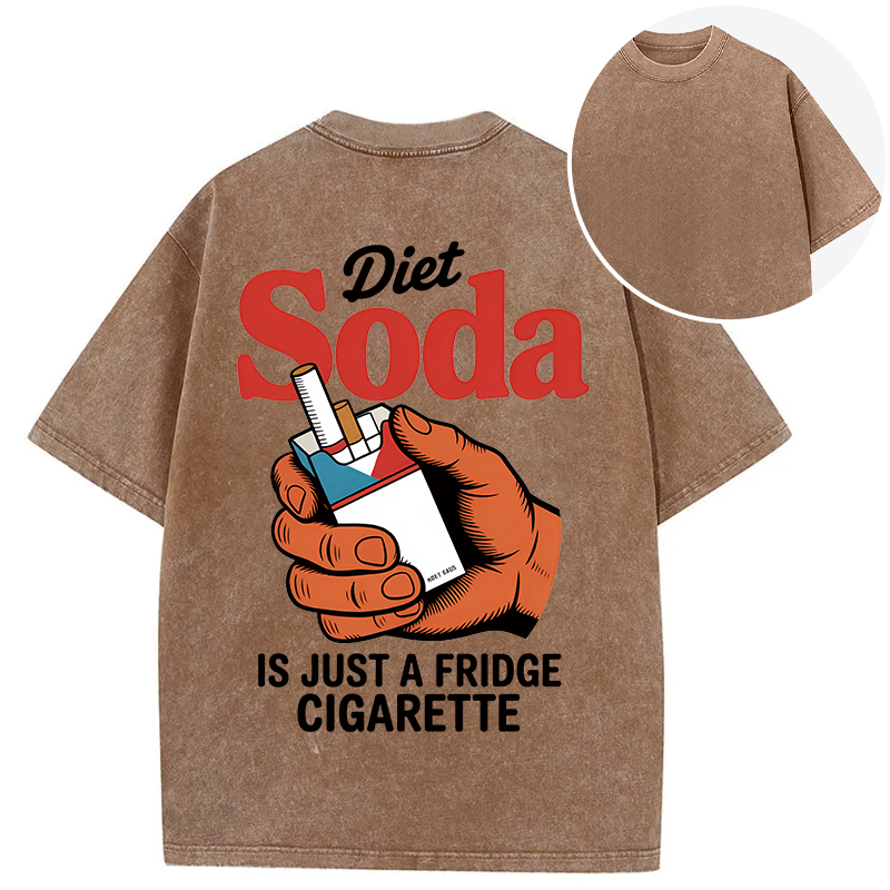 Tokyocanvas Diet Soda Is Just A Fridge Cigarette Funny Back Washed T-Shirt