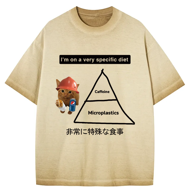 Tokyocanvas A Very Specific Diet Cat Meme Gradient Washed T-Shirt