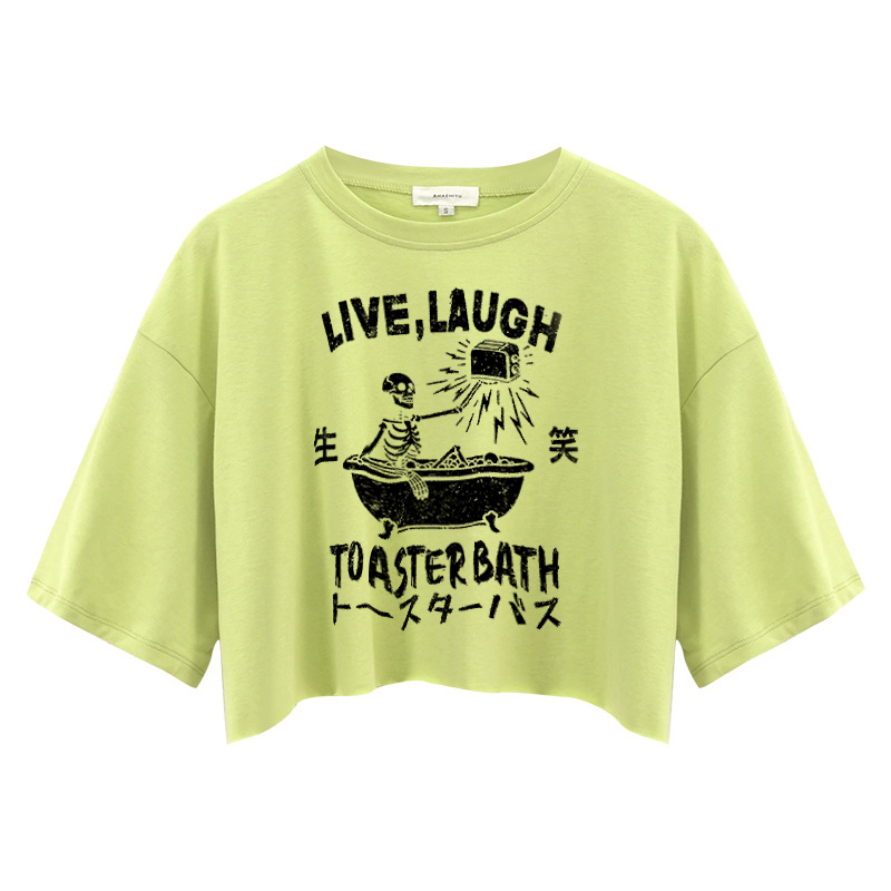 Tokyocanvas Funny Electric Shock Skeleton Crop Top