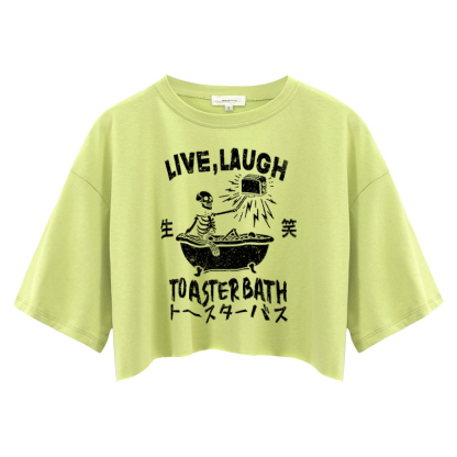 Tokyocanvas Funny Electric Shock Skeleton Crop Top