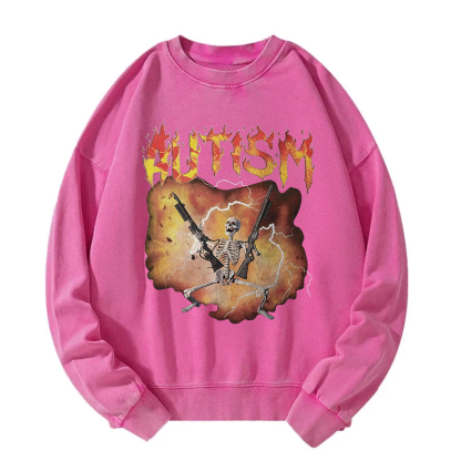 Tokyocanvas Autistic Funny Skeleton Washed Sweatshirt