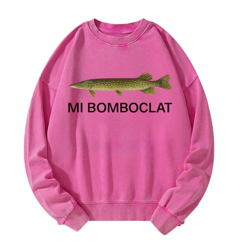Tokyocanvas Mi Bomboclat Fish Meme Washed Sweatshirt