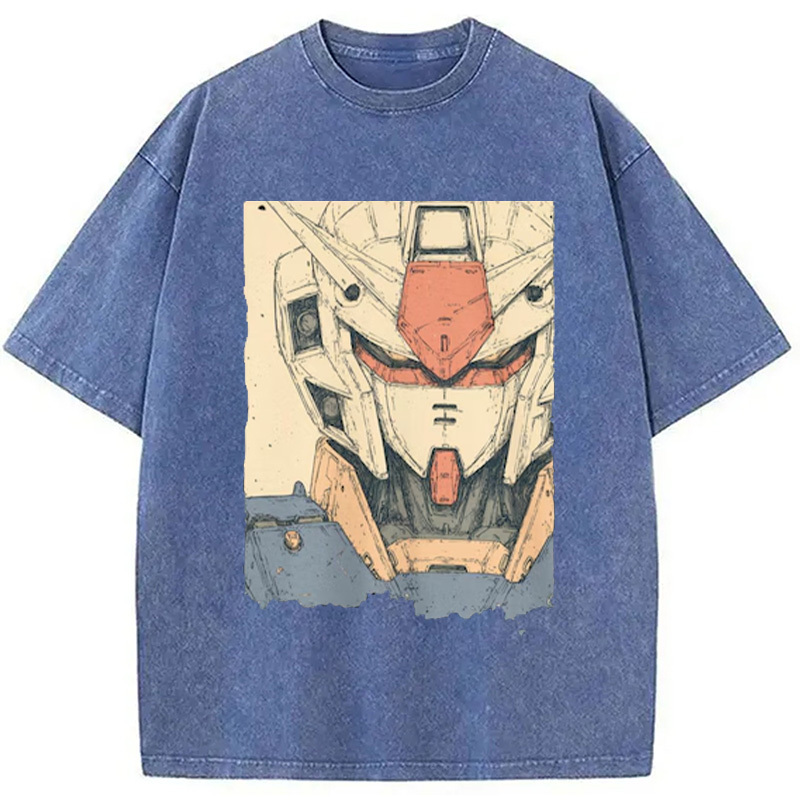 Tokyocanvas Hand-Drawn Mecha Robot Washed T-Shirt