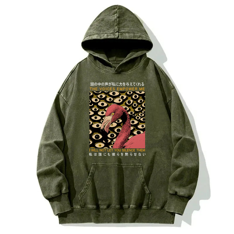 Tokyocanvas The Voices Empower Me Flamingo Washed Hoodie