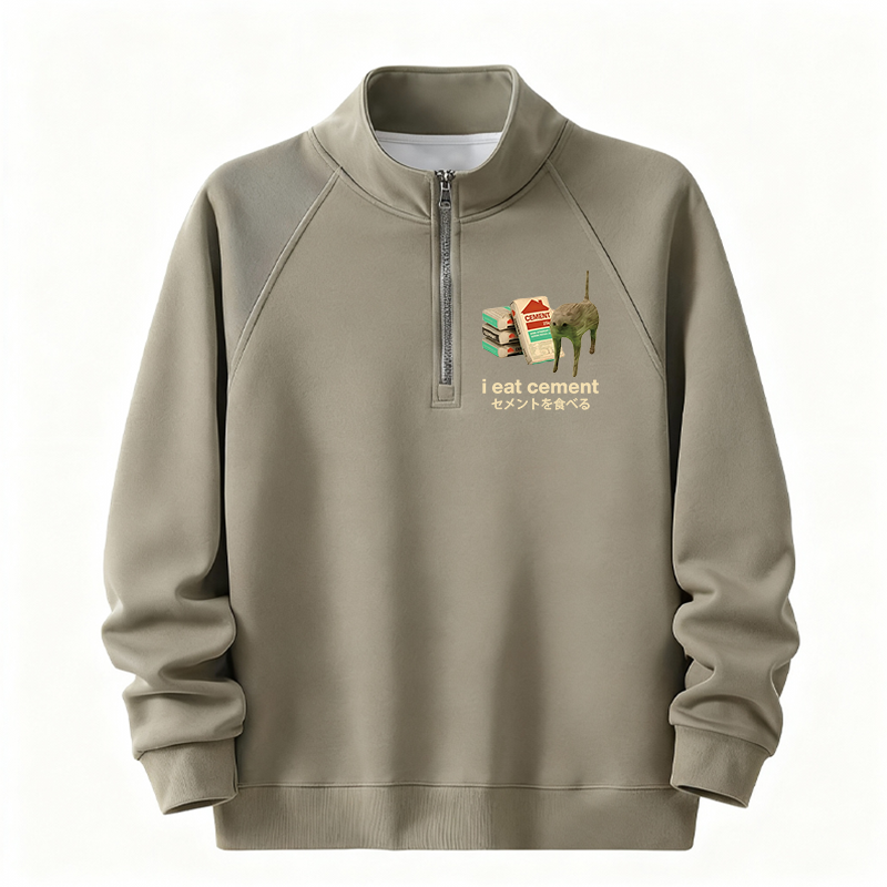 Tokyocanvas I Eat Cement Half-Zip Sweatshirt
