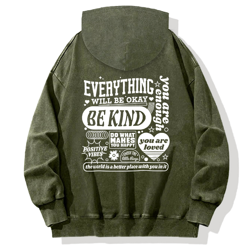 Tokyocanvas EVERYTHING WILL BE OKAY Back Washed Hoodie