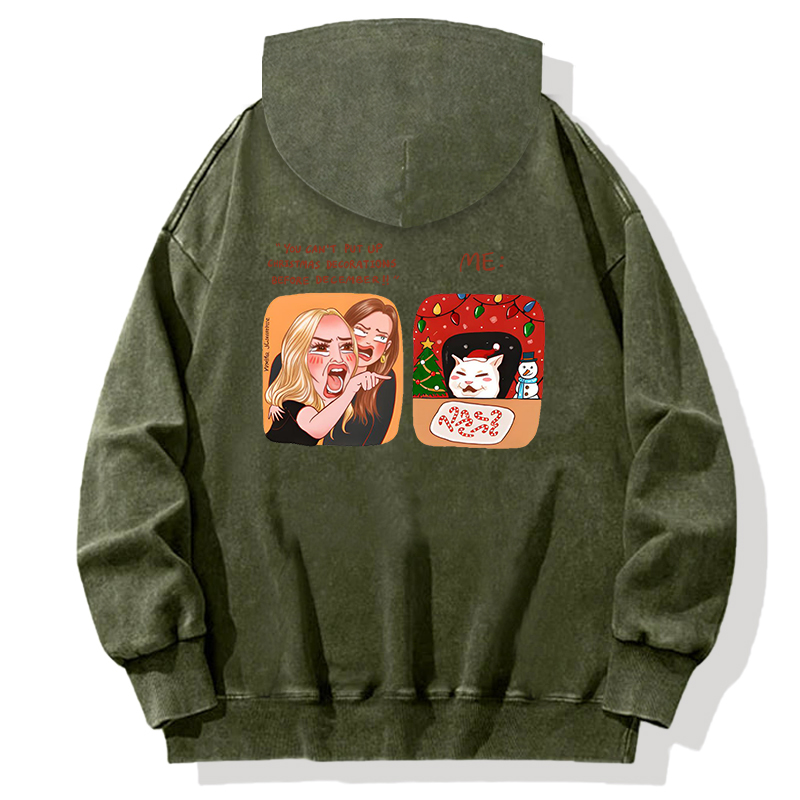 Tokyocanvas Christmas Cat Meme Back Washed Hoodie